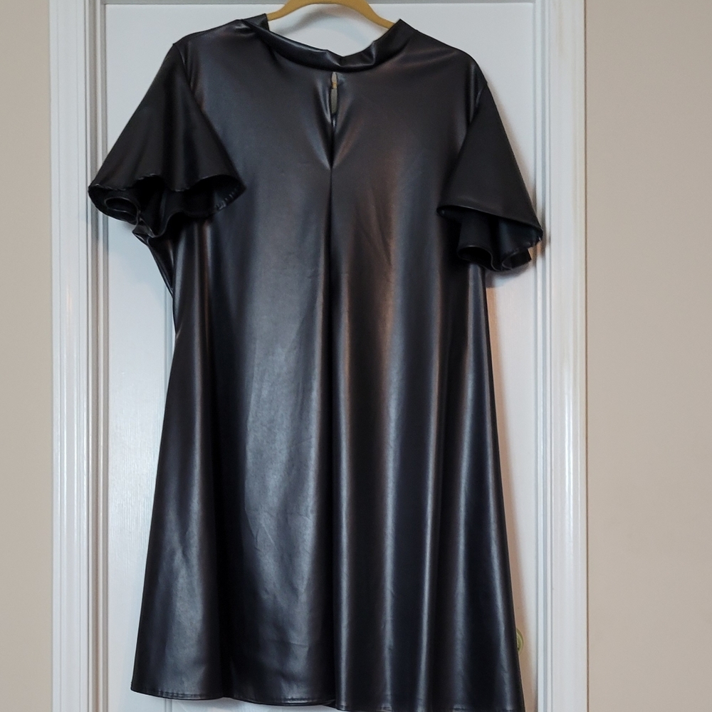 Faux leather dress, black, brand new
